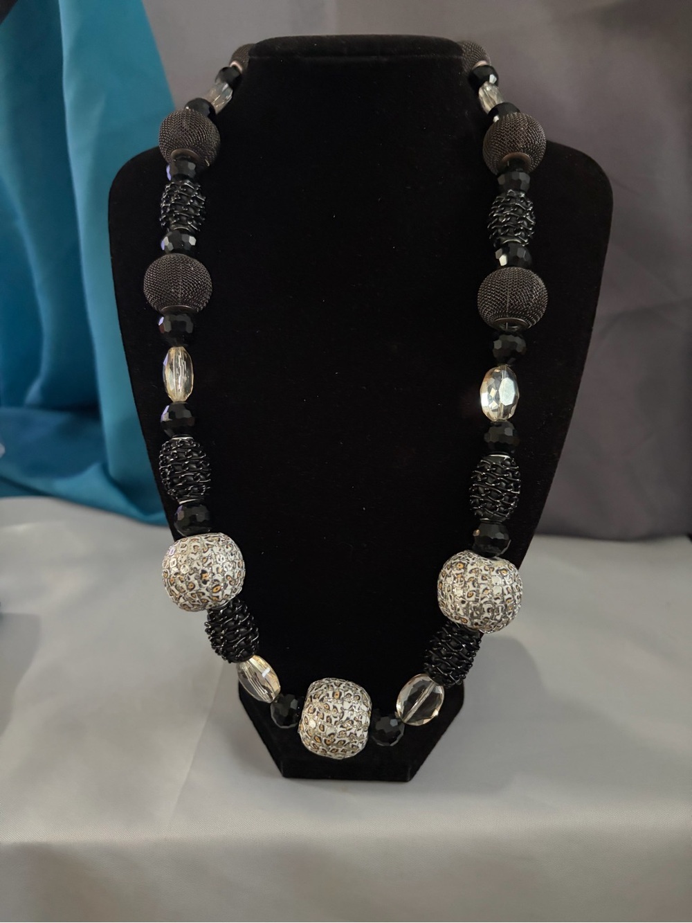 Elegant Black and Silver Statement Necklace